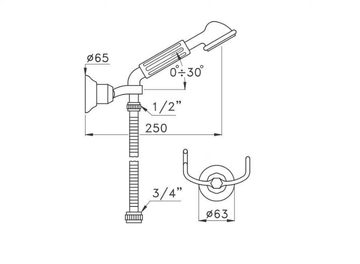 ITALICA 305 - Handshower with bracket by RUBINETTERIE STELLA - view 3